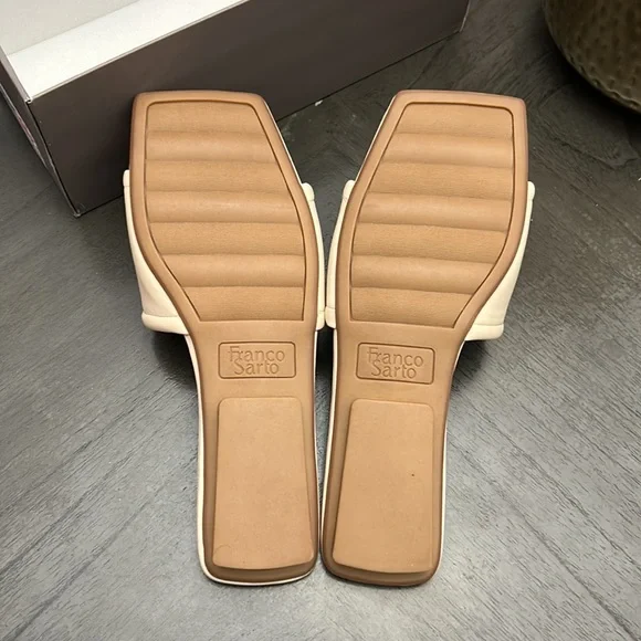 Franco Sarto Caven Slide Sandals - Cream Leather - Picture 3 of 7